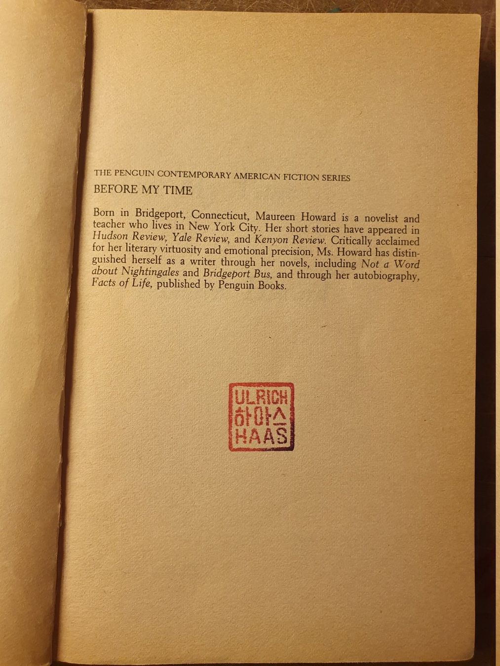 Libri: Before My Time - Maureen Howard – Usato da Zürich venduto da loosebone 1