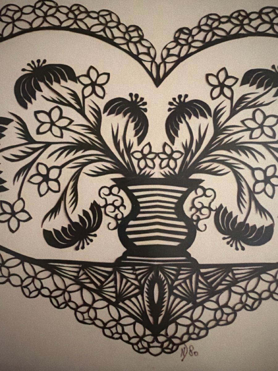 Dipinti: Découpage papier traditionnel fleurs – Usato da Lausanne venduto da Pascal9999 4
