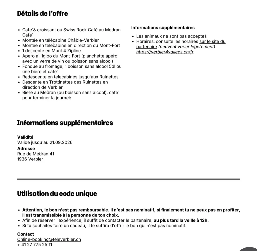 Buoni: journée Verbier – Nuovo (secondo la descrizione) da Tramelan venduto da Vipers1 1
