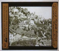 Glasdia Frankreich: Riviera - Weinbau in Roquebrun, um 1915