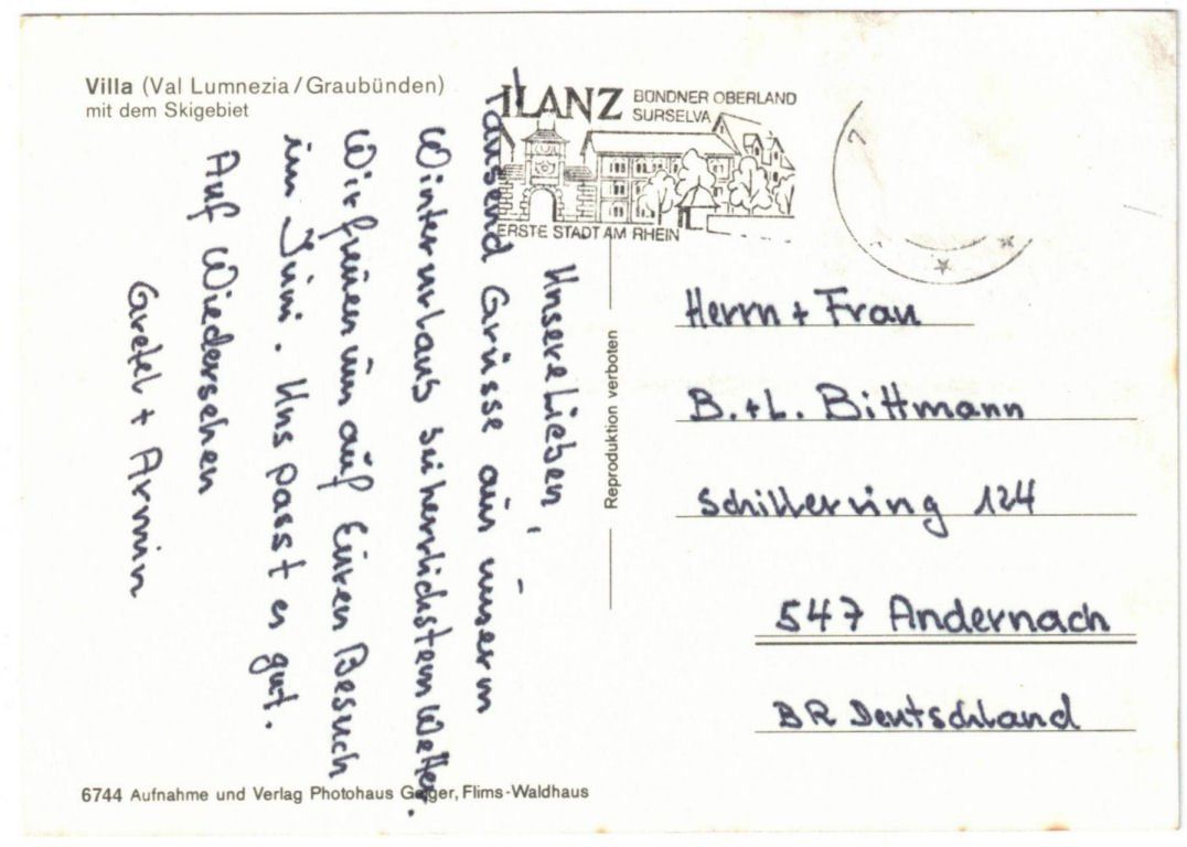 Cartoline postali: Villa - Skigebiet – Usato da Binningen venduto da Mountainrider 1