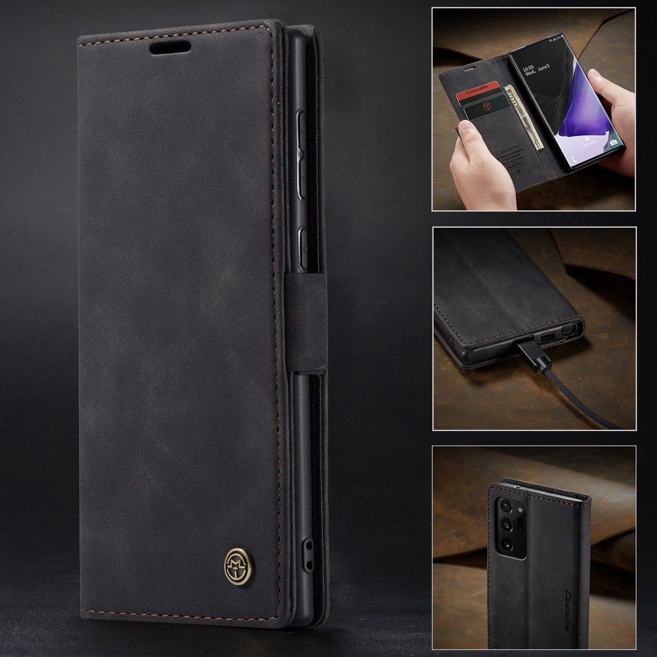 Cover & Protezioni schermo: Galaxy note 20 - Etui de lux à rabat cuir noir – Nuovo e nell'imballaggio originale da Morges venduto da DigiAC 1