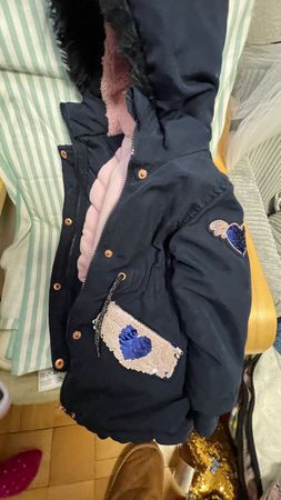 Winterjacke, Marineblau, Gr. 98, Kapuze mit Ohren, Top!