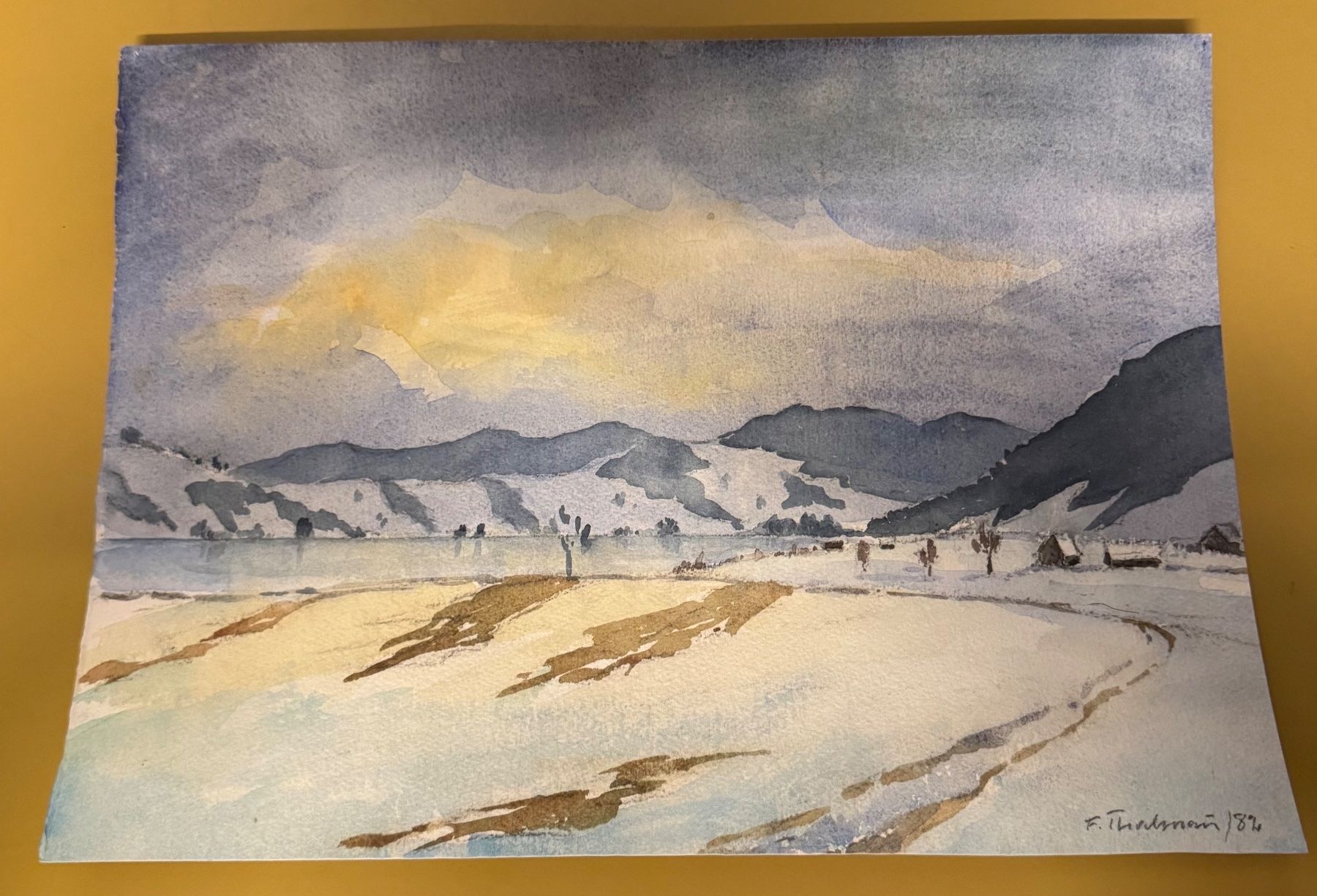 Gemälde: Aquarell Hand signiert Bild – Gebraucht aus Schlieren von Freundlich02