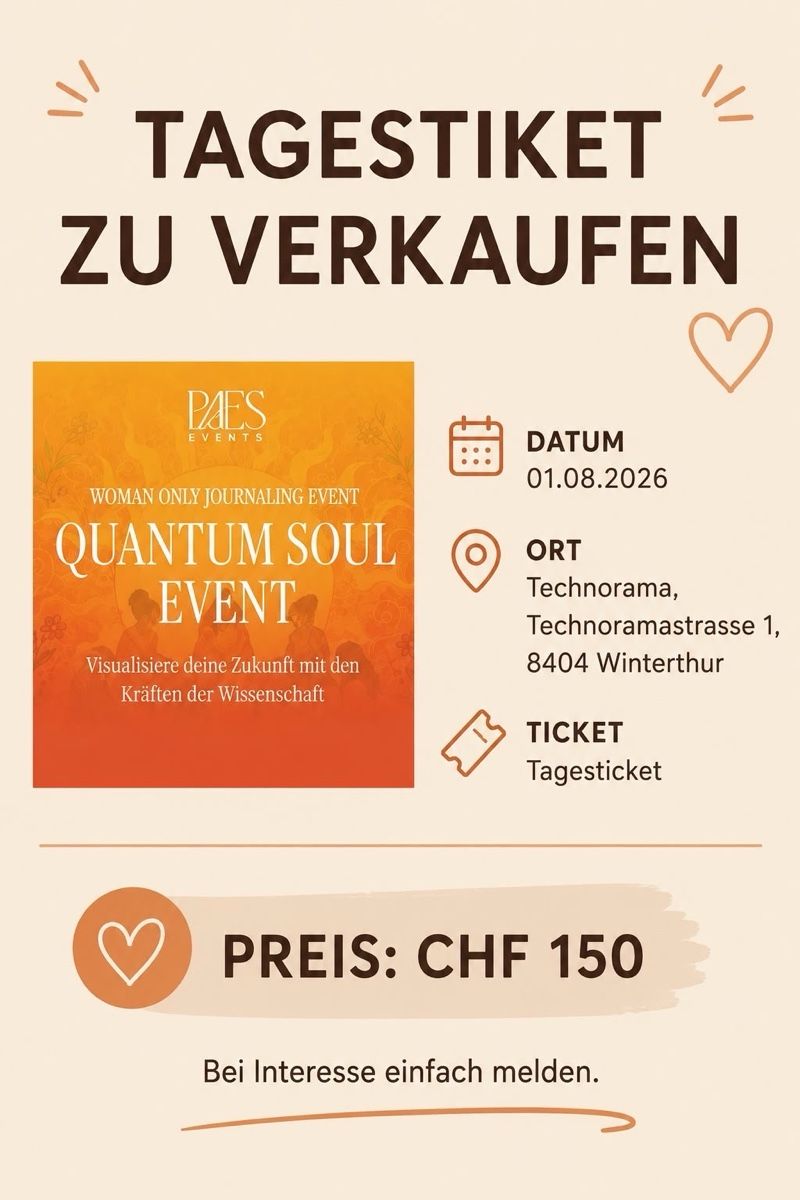Biglietti: Tagesticket Quantum Soul Event 01.08.2026 CHF 150 – Nuovo e nell'imballaggio originale da Emmen venduto da pir_fg2w