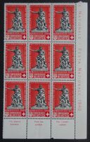 Pro Patria Nr. 7 **, Bogenteil mit 9 Marken, SBK 180.00