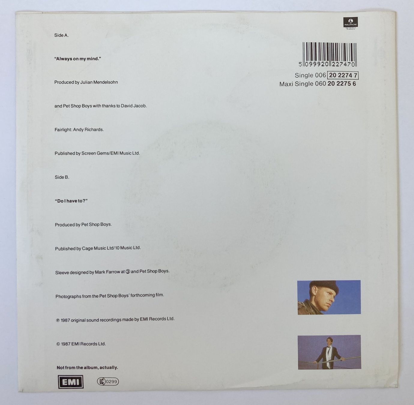 Dischi in vinile: PET SHOP BOYS - ALWAYS ON MY MIND – Usato da Bottens venduto da hotter-than-hell 1