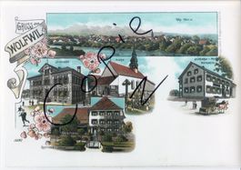 Gruss aus Wolfwil - (AK Litho Ansicht um 1900 im Form. A4)