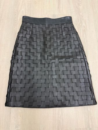 Akris Lederrock geflochten Schwarz Gr. 34 | inkl. Versand