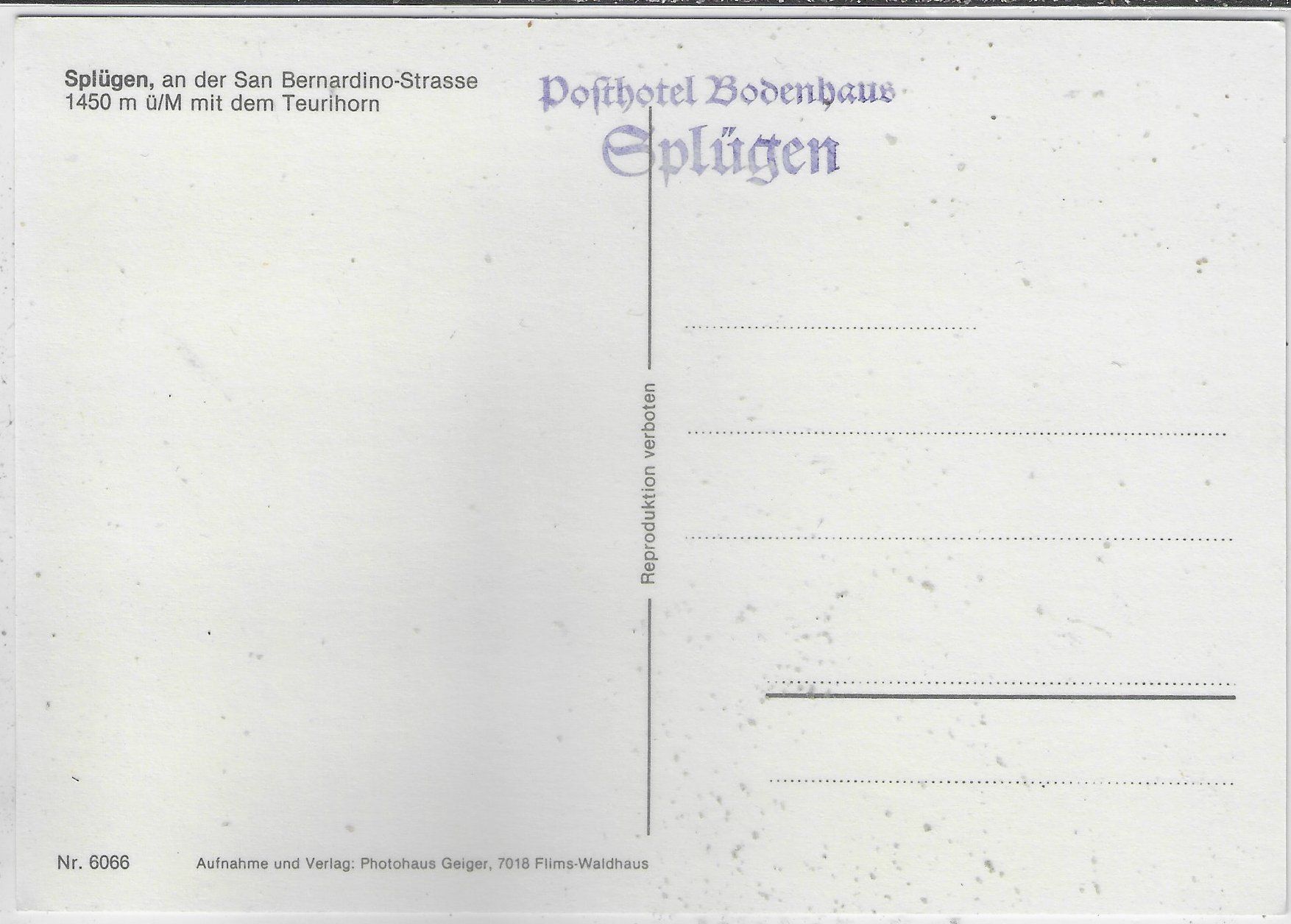Cartoline postali: Splügen Dorf - Generalansicht – Usato da Ettingen venduto da Kartenplanet 1