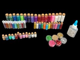 Bastelglitzer-Set in Gläschen mit Bastelkleber
