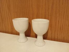 2 x Eierbecher Weiss Porzellan Vintage für Frühstück
