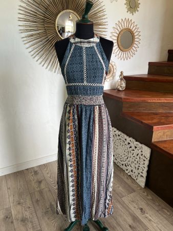 Robe longue d'été bohème style ethnique chic, taille M