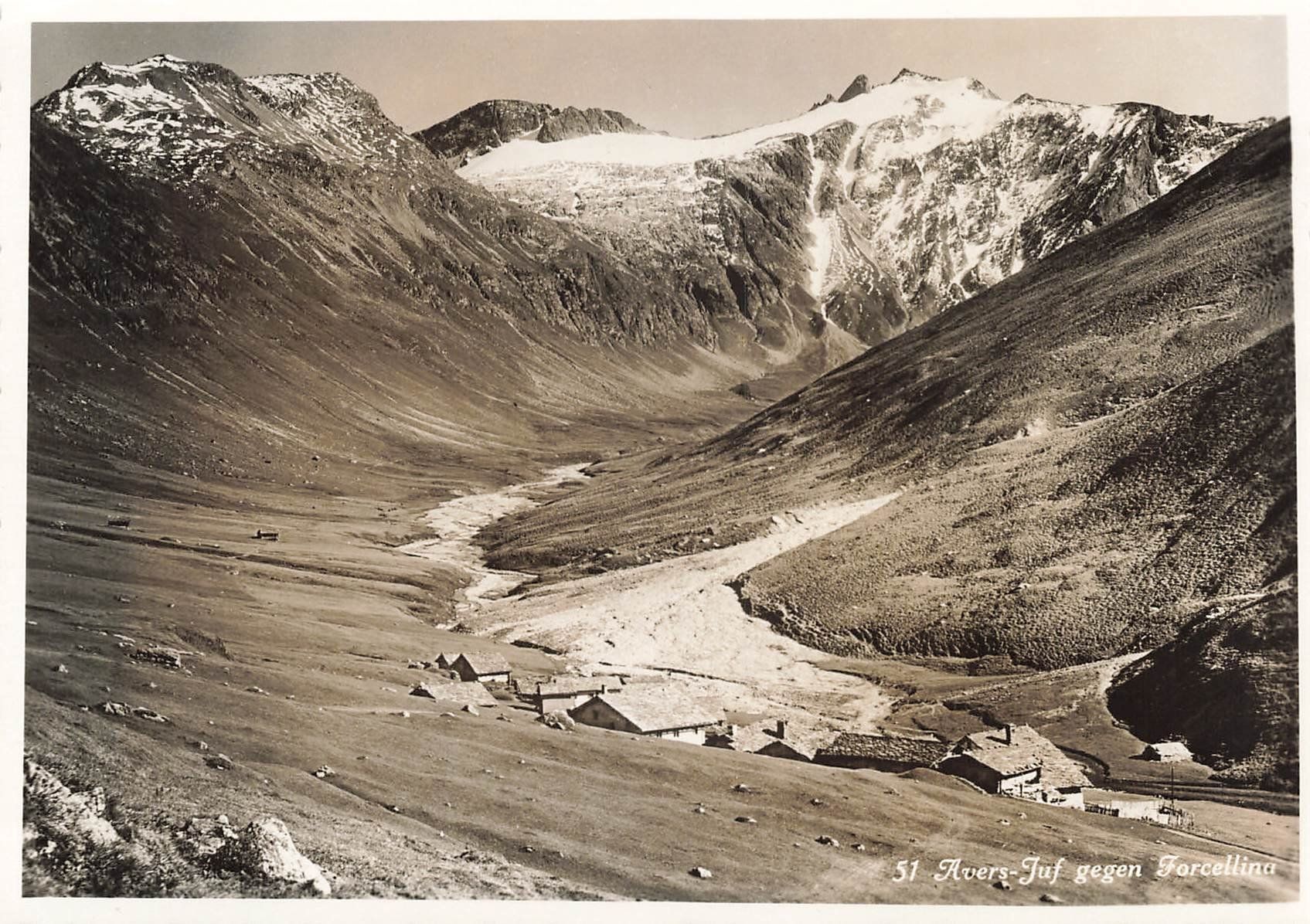 Cartoline postali: Avers-Juf gegen Forcellina – Usato da Schwyz venduto da Seffi56