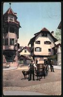 Luzern, Hundegespann mit Fässern, 1908