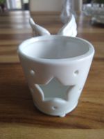 Angel Candle Holder, Christmas Decoration, White Ceramic