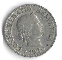 10 Rappen 1920 Helvetia Münze gute Erhaltung