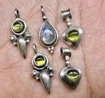 5 handgefertigte Sterling-Silber Anhänger mit Edelsteinen