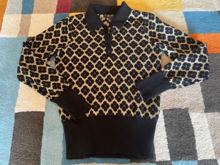 King Louie Pullover Damen Gr. M Schwarz Gold Glitzer Retro