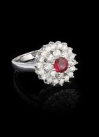 Bague Marconi en or blanc 18k rubis et diamants