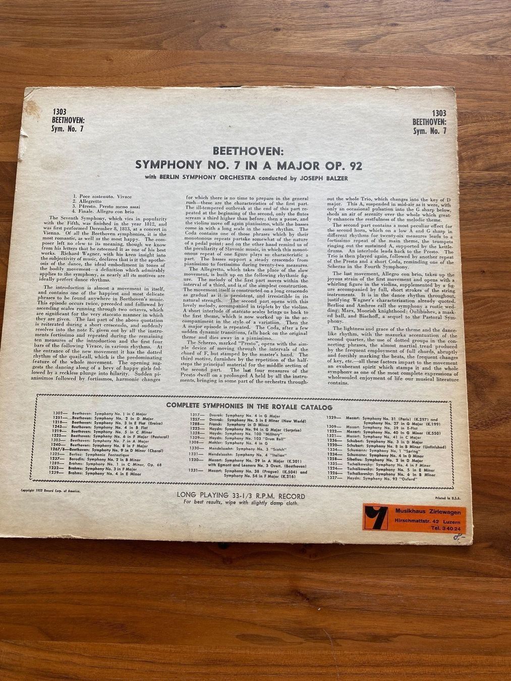 Dischi in vinile: Schallplatte Beethoven No 7 – Usato da Balsthal venduto da Uroby 3