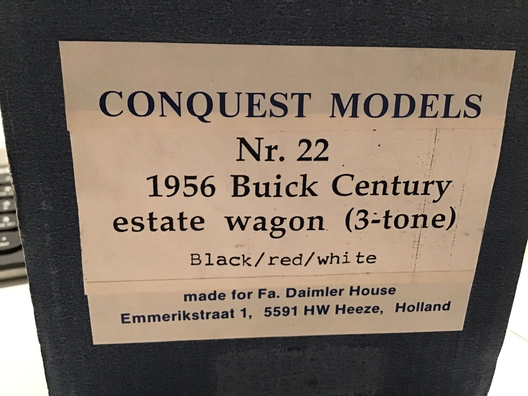 Modellautos: 1956 Buick Century, Conquest Models Nr. 22, 1:43 – Neu und originalverpackt aus Männedorf von Modellbau-wyss 1