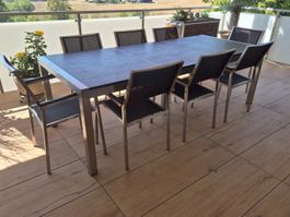 Edelstahl Granittisch 240cm