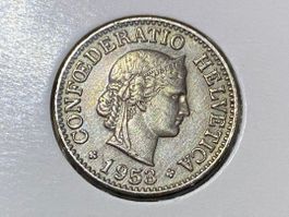 Schweiz 10 Rappen 1953 B in Münzrähmchen vzgl II/II