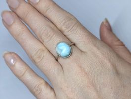 Silberring Larimar Edelstein Blau Grösse Verstellbar Sommer