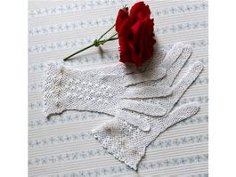 Handschuhe gehäkelt Netz weiss Gr. 7.5 Wedding VINTAGE 50s