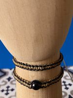 Makramee Armband schwarz-gold, neu (2x Stück)