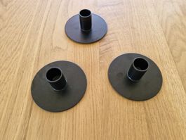 3 Kerzenhalter aus Metall schwarz