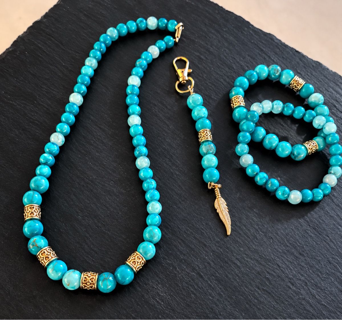 Autres bijoux: Schmuckset Türkis mit Glasstein  – Neuf avec emballage d'origine à Bächli (Hemberg) par aika012