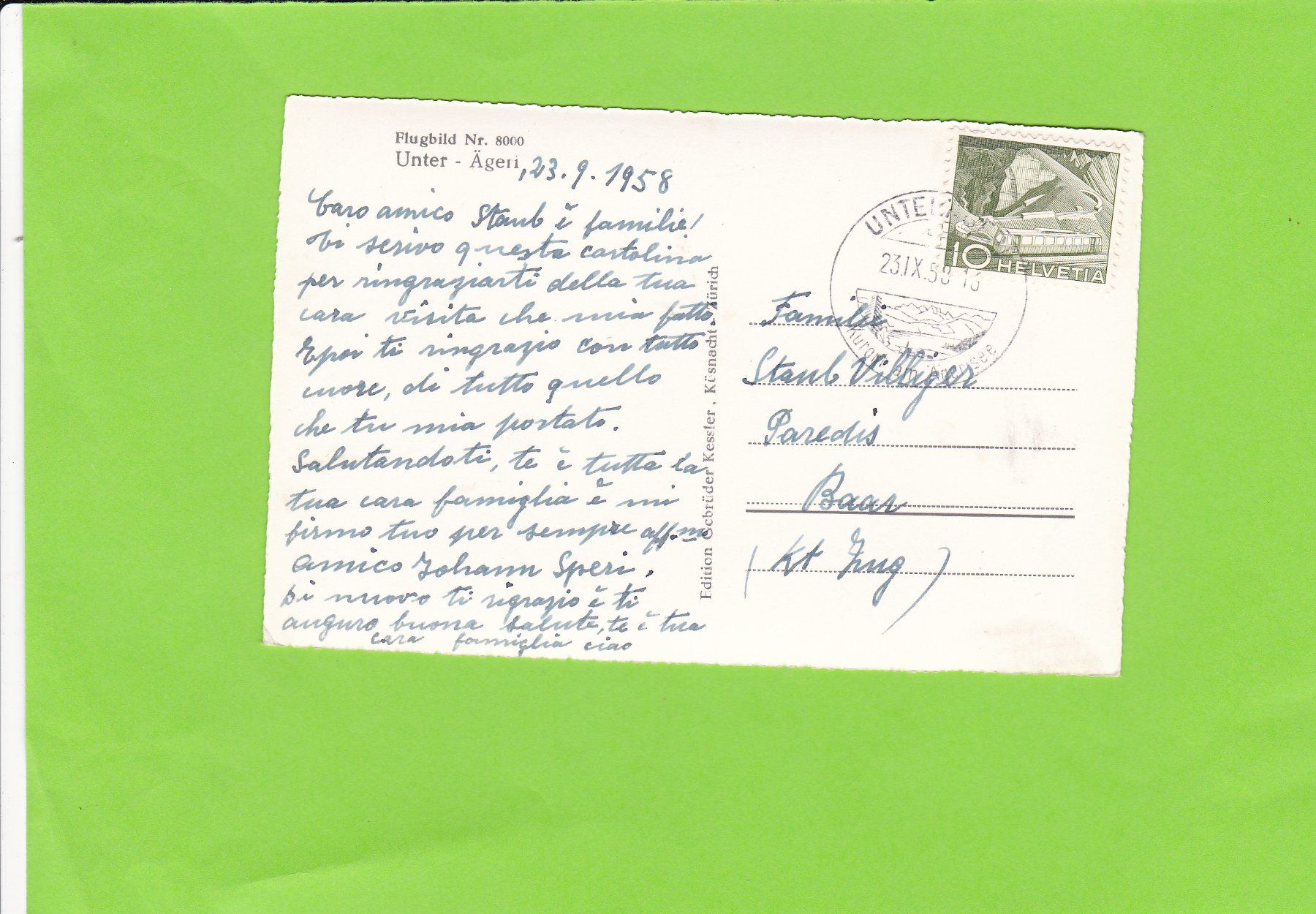 Cartes postales: Flugbild Nr.8000, Unter-Aegeri – D'occasion à St. Peterzell par neckertal 1