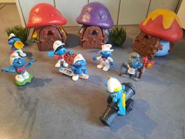 Anciens STRUMPFS, 4 MAISONS et, 7 PERSONNAGES