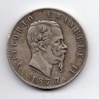 (396) Italien, 5 Lire 1877, Vittorio, ss-vz