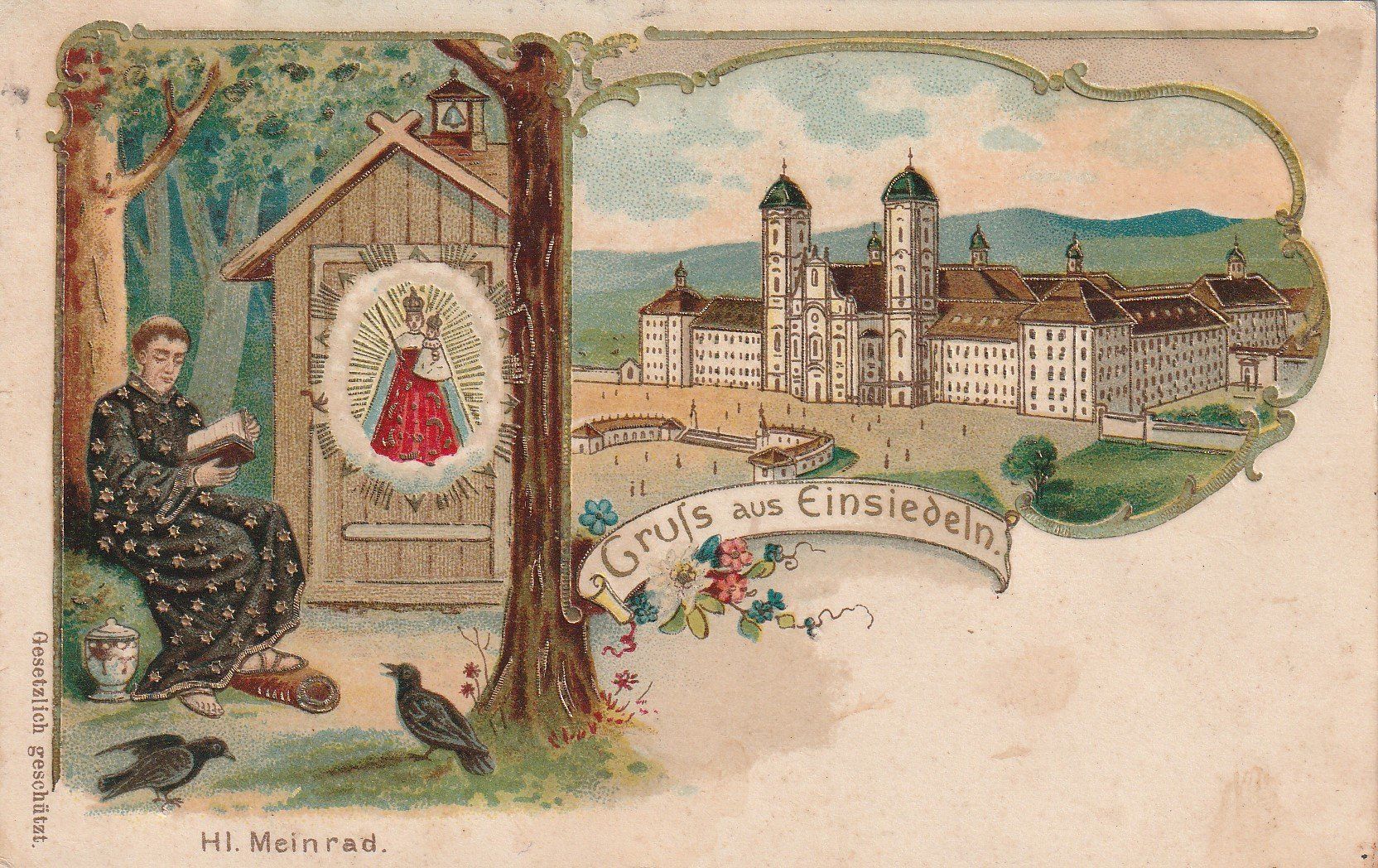 Cartoline postali: Kt.Schwyz-Einsiedeln- Präge Litho 1907 – Usato da uttwil venduto da Koehlerfred