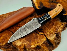Top 1A Damast Messer Knife echter Faltenstahl im Larp Look