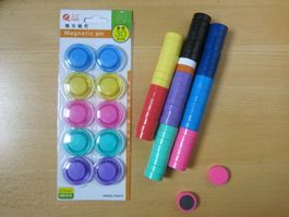 Viele Magnete, verschiedene Farben, 2 - 3 cm Durchmesser