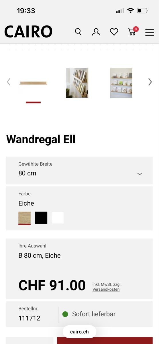 Regale: Wandregal, Bilderleiste Eiche massiv, 80cm – Gebraucht aus Affoltern am Albis von Silber79 3