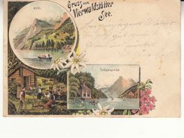 Vierwaldstättersee 1897 mit ST Schiffspost Luzern-Flüelen