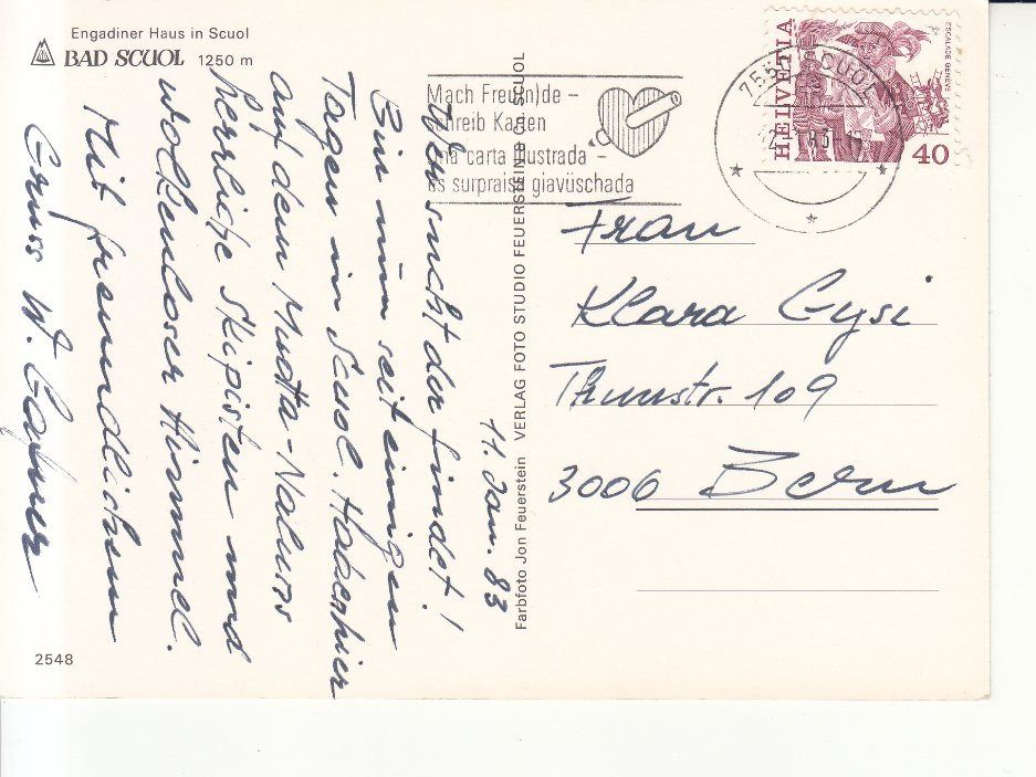 Cartoline postali: Scuol 1983 – Usato da Bürglen TG venduto da StampGraf 1