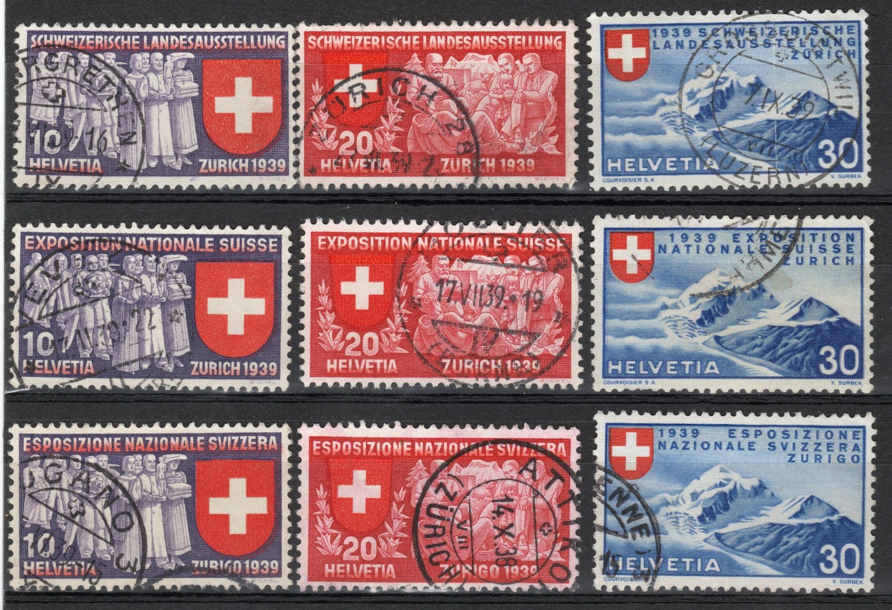 Tutti i francobolli: 056b CH 1939 Esp.Naz. Svizzera – Usato da Breganzona venduto da dede46