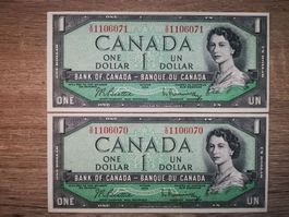 Canada 1 Dollar * consecutive * UNC 1954