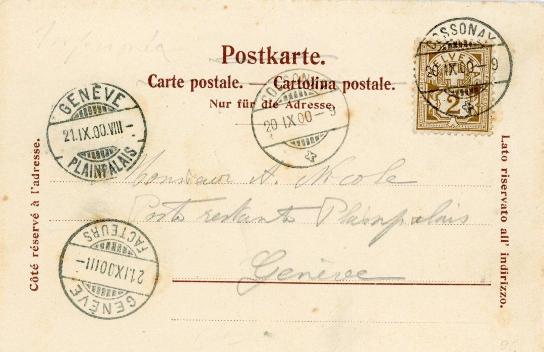 Cartoline postali: Cossonay  VD         en 1 9 0 0 – Usato da Brig venduto da Valcards54 1