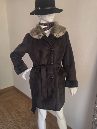 Giacca Maddison marrone con collo in pelliccia sintetica tg 