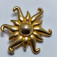 Vintage Yves Rocher Sonne Brosche – Gold Himmelskörper #C3