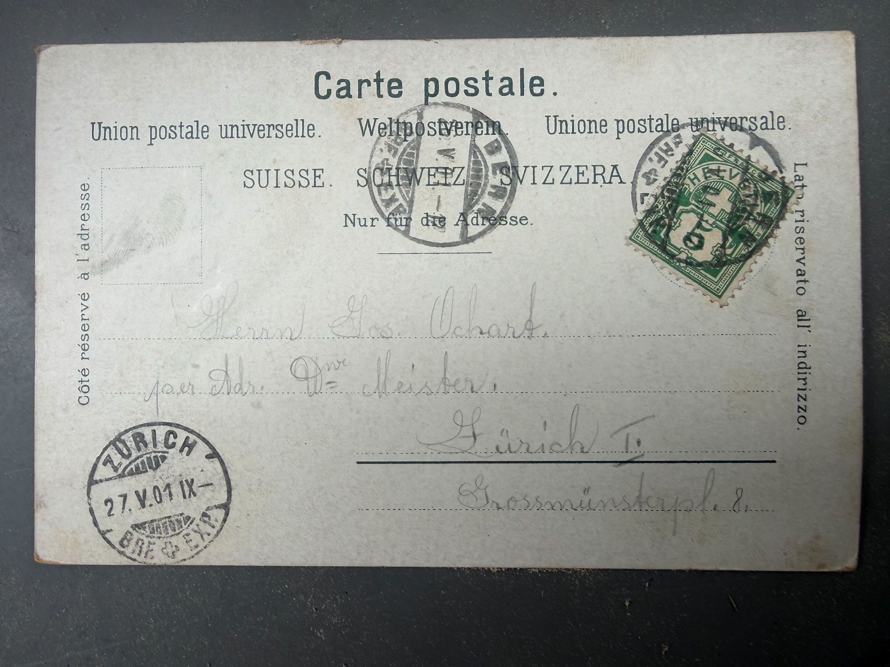 Ansichtskarten: BERN - gelaufen 1901- Ansichtskarte – Gebraucht aus Tegerfelden von siebenmacky 1