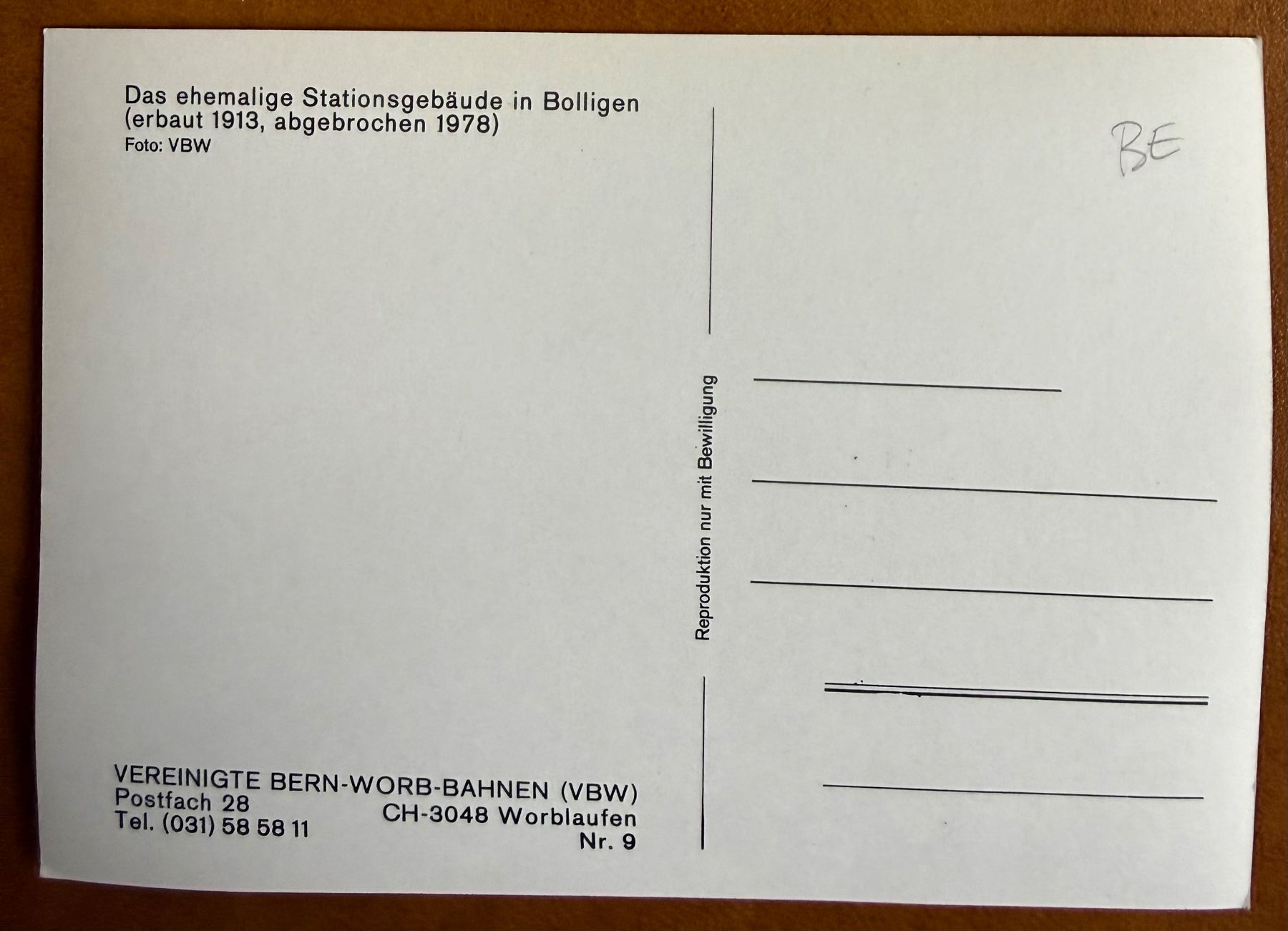 Ansichtskarten: Bolligen - Bahnof - Station 1913 -1978 – Gebraucht aus Lutry von Ediego 1