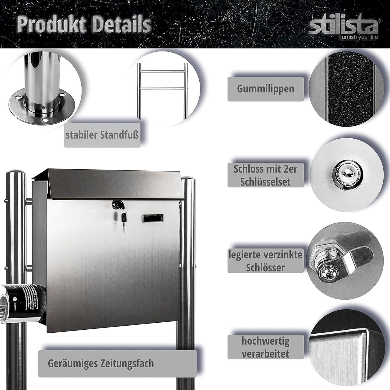 Altro per la casa: STILISTA Standbriefkasten 144 cm – Nuovo e nell'imballaggio originale da Bottighofen venduto da zaap 4